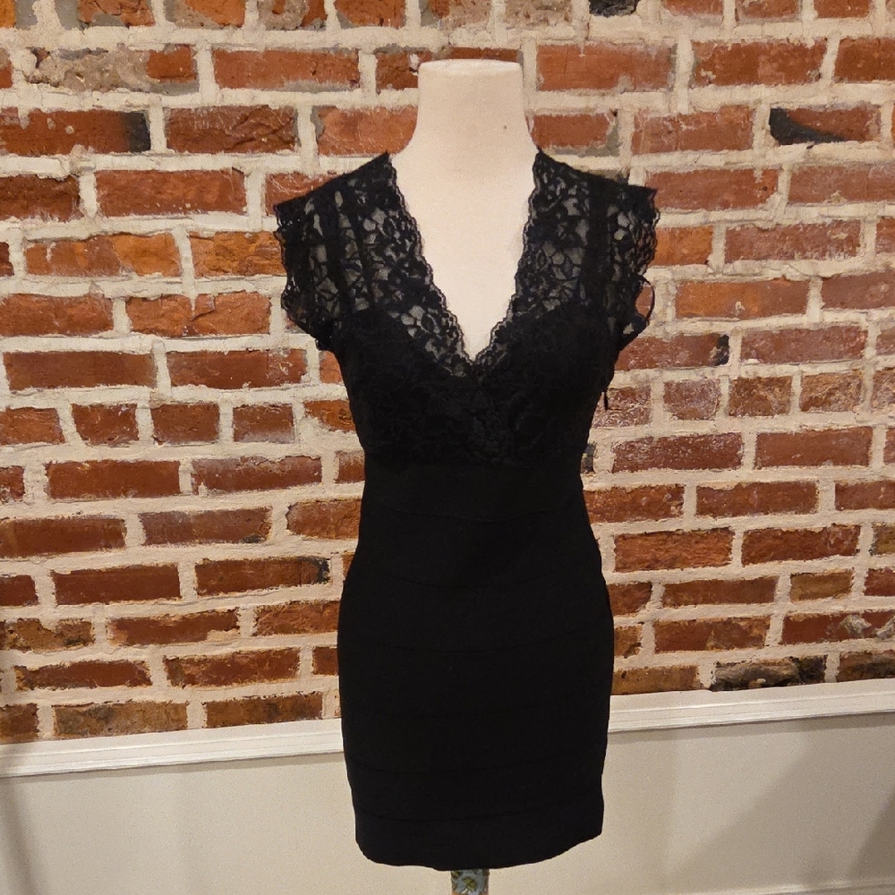 bebe Black Lace Mini Dress